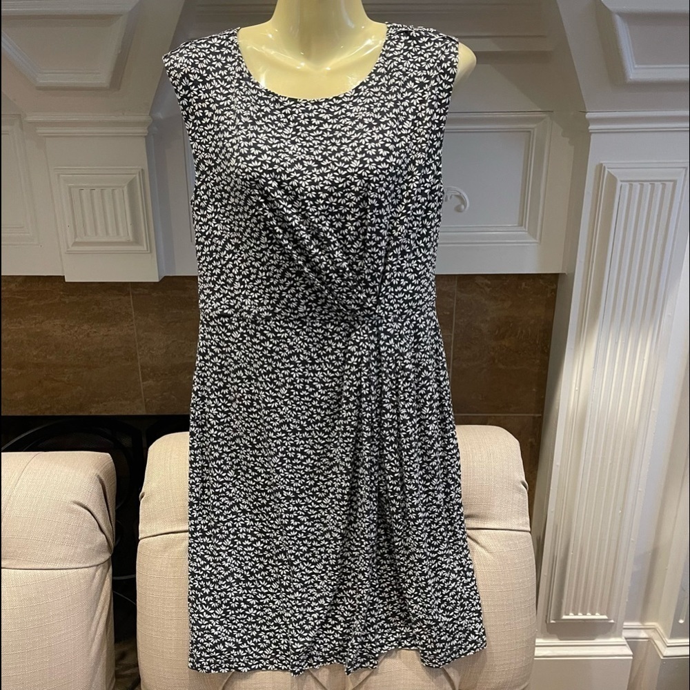 Vintage Ann Taylor Sheath Dress M Floral Stretch Rayon Knit Knee Length